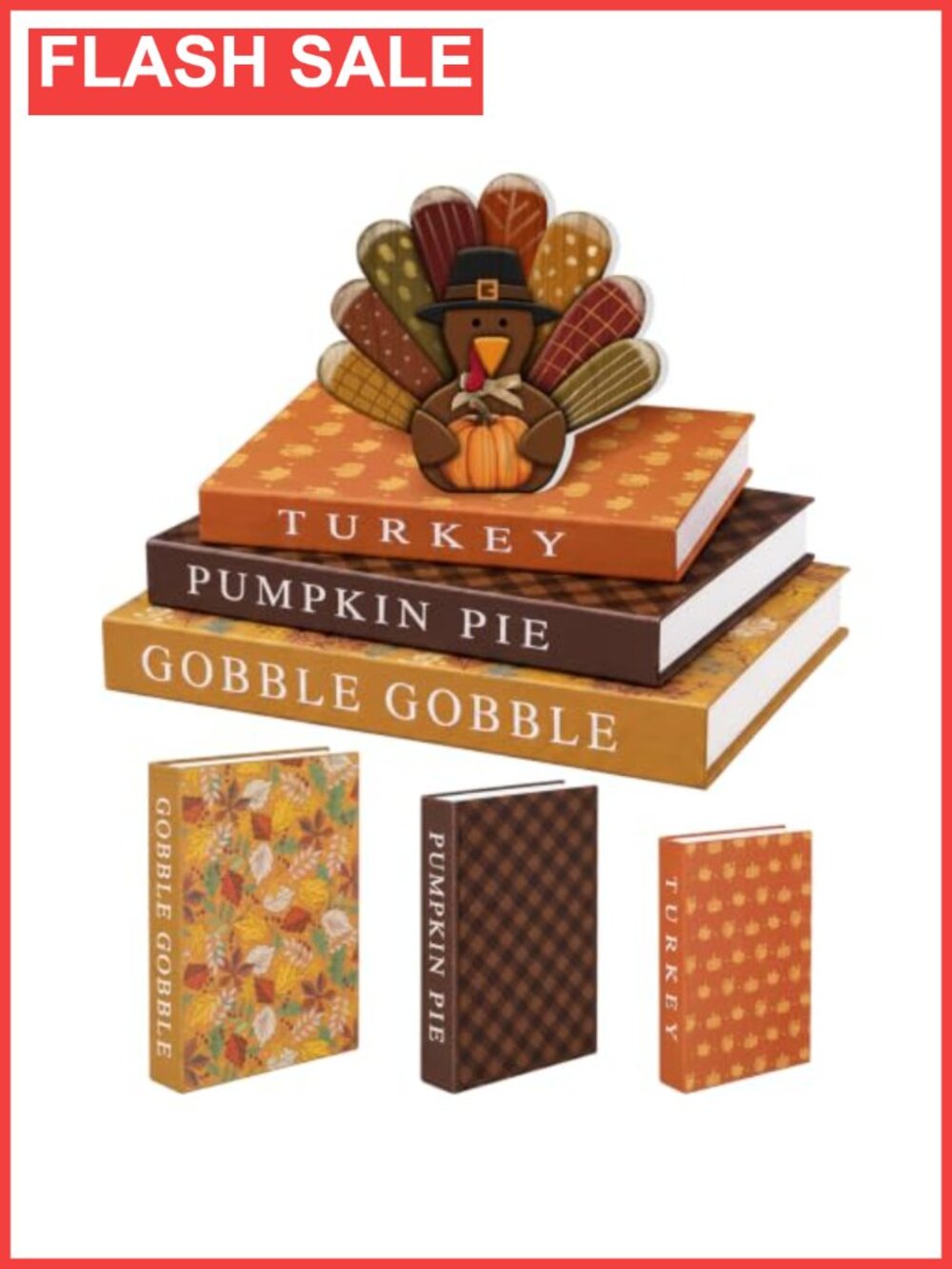 Faux Book Storage Boxes Set Turkey Decor Magnetic Closure